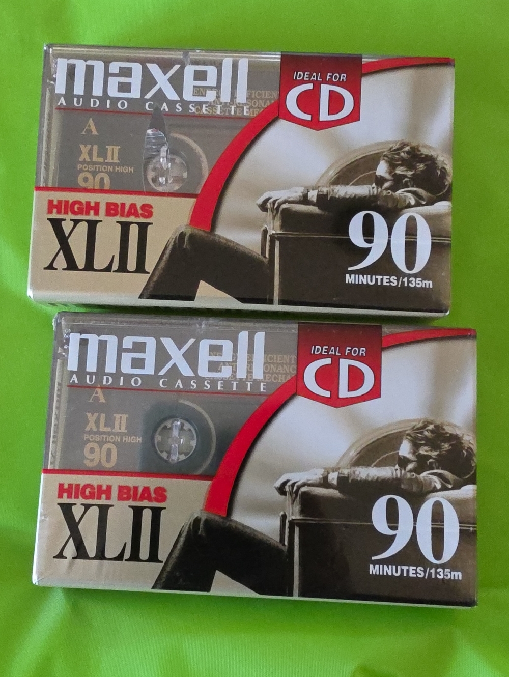 Maxell XLII High Bias 90-Minute Audio Cassettes - Gold & Red